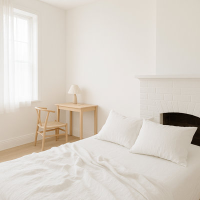 Ensemble de draps 80% Tencel 20% lin français 4 pièces de couleur blanche et beige