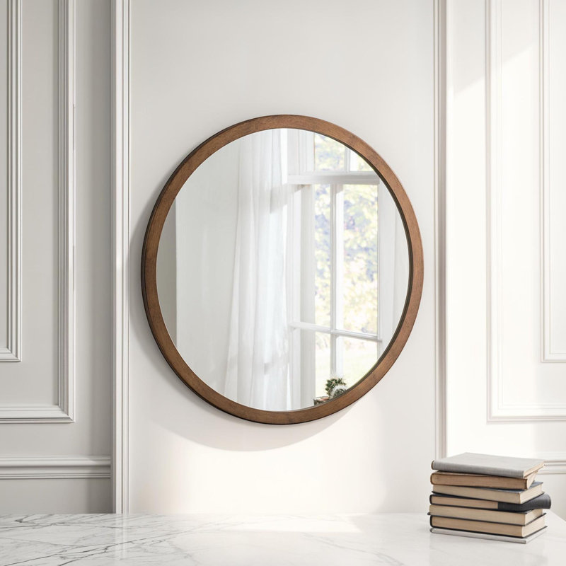 Tabatha Wood Round Mirror, Bronze, 102cm H x 102cm W