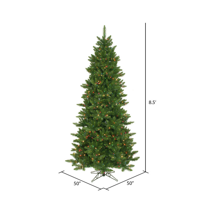 Camdon Fir Slim Artificial Christmas Tree, 8.5' H, Unlit, Not Pre-Lit