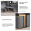 Bureau de direction moderne en L gris foncé minimaliste avec grand rangement et multiprise intégrée, bureau de direction et de direction de qualité supérieure-953058347-953058349