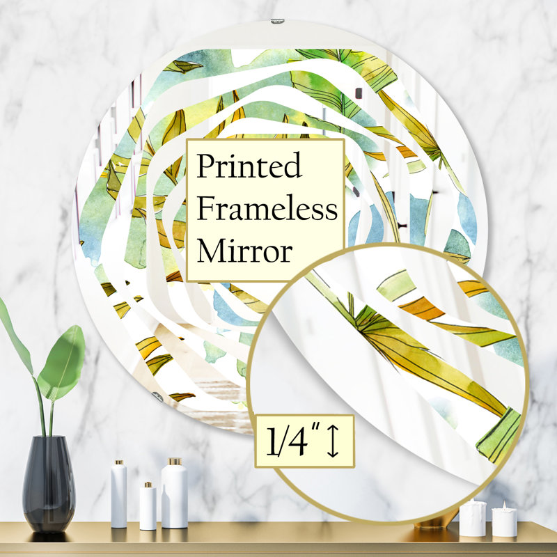Miroir mural Coastal, H 31,5 po x l 31,5 po, Feuillage tropical tourbillonnant