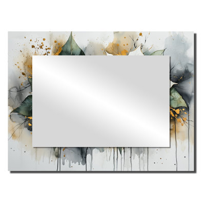 Couronne émeraude d'hiver de poinsettias - décoration murale miroir floral - imprimé sur métal