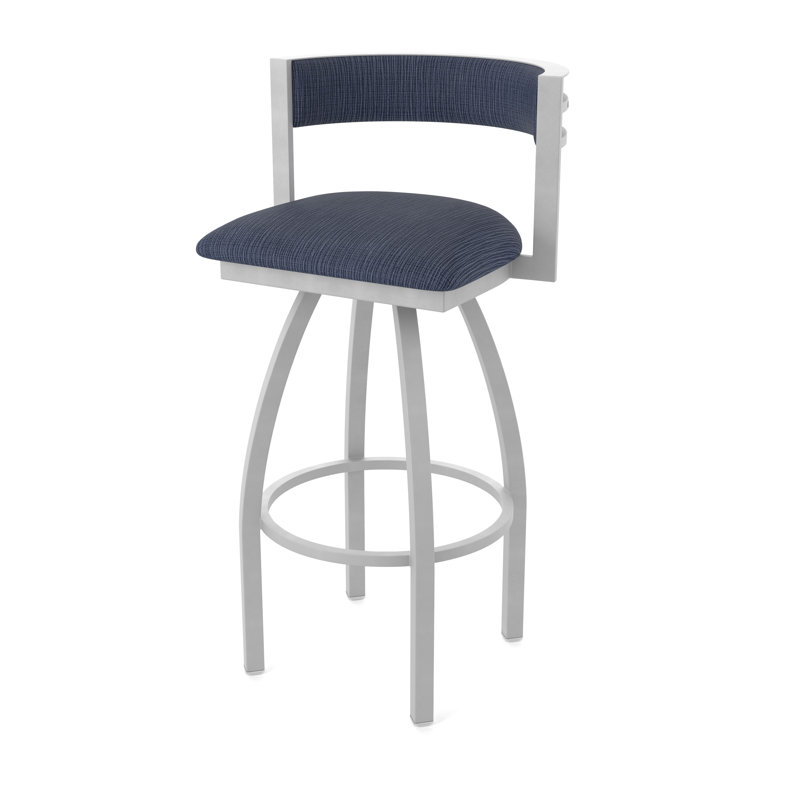 Tabouret Artémis, Nickel anodisé, Tabouret de comptoir (siège d'une hauteur de 25 p, Tissu - ancre graphique