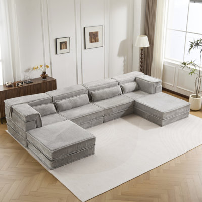 Mahjong à compression, lit convertible au sol, canapé modulaire sans os Diy - gris, 4 places, 2, mousse à mémoire de forme à haute densité, tissu polaire circulaire, sans assemblage requis Mahjong gris, siège avec