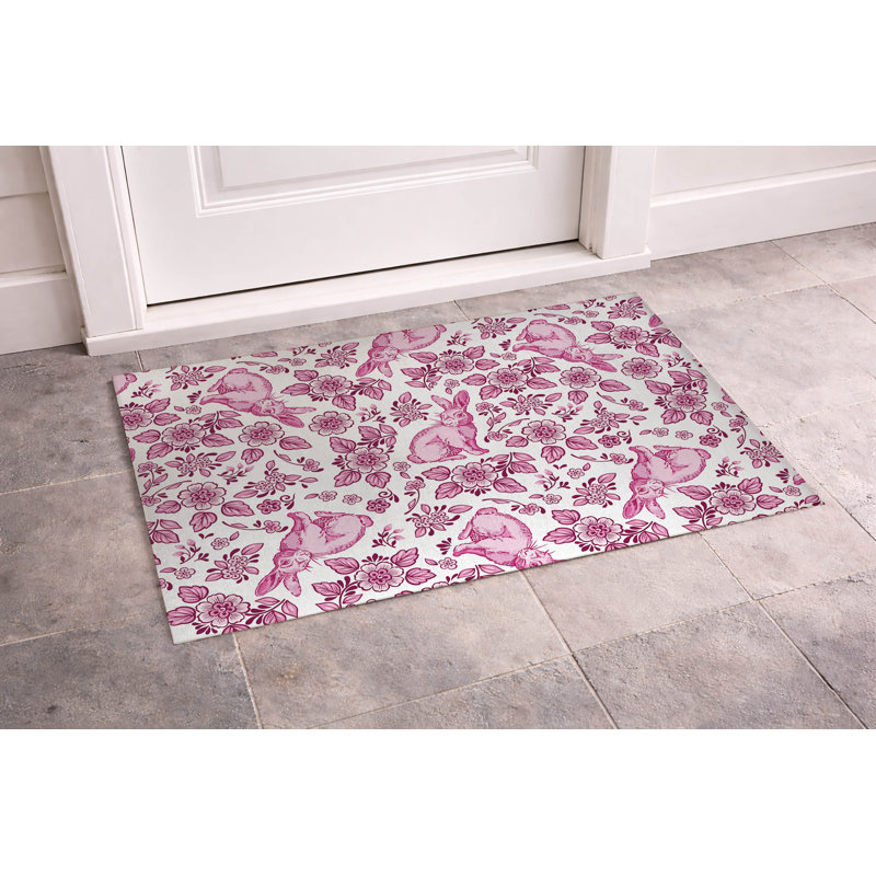Paillasson Bunny Toile, Rose, 21" W x 34" L