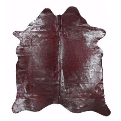 One-of-a-Kind Dyed Handmade Natural Product 5X7 Leather Maroon With Silver Frost Area Rug