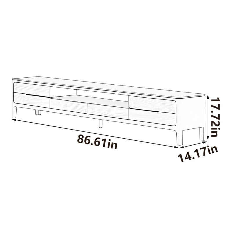 Classic solid wood TV cabinet, 86.61"