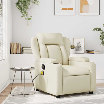  Fauteuil inclinable de massage en similicuir crème, métal, contreplaqué simple