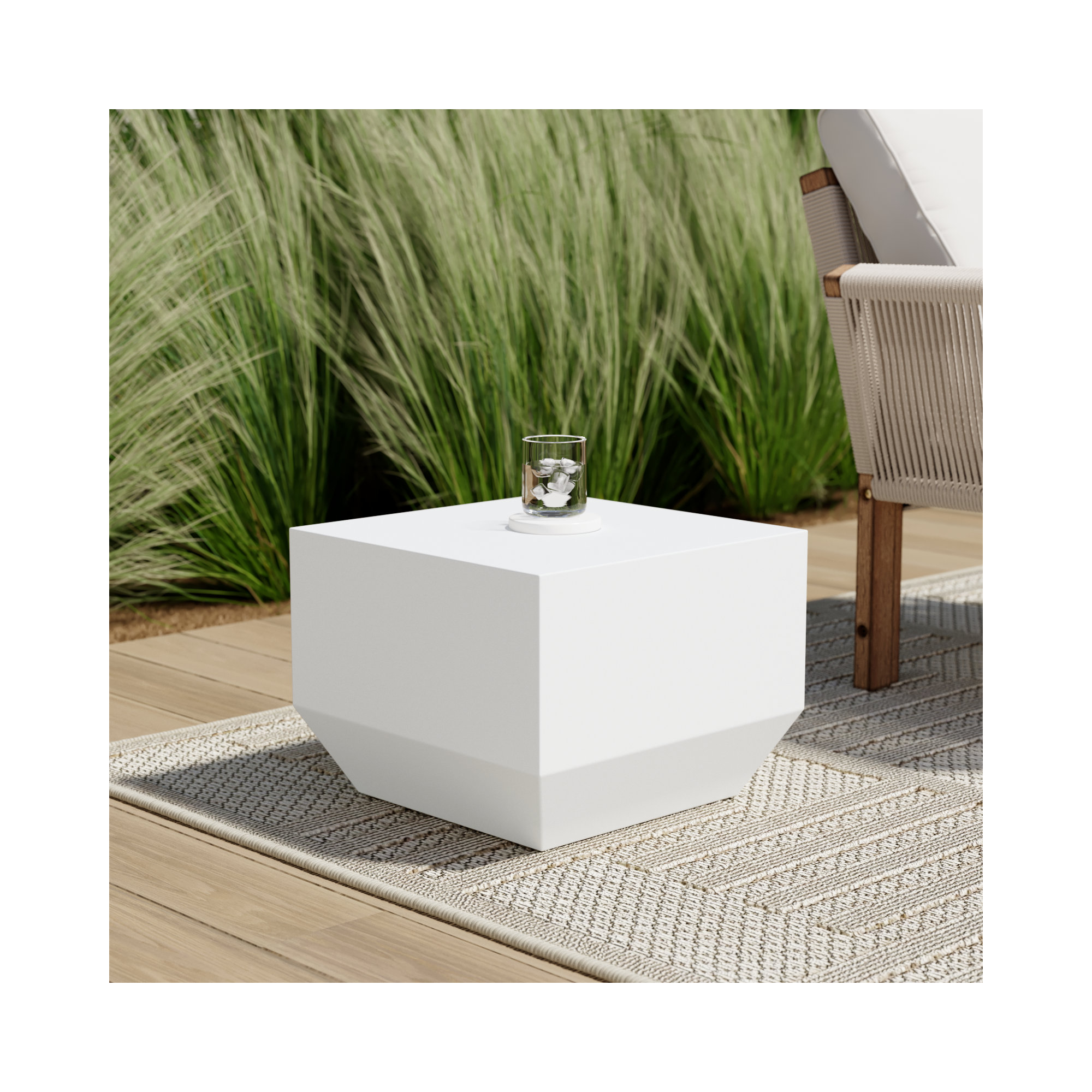Vela Resin Coffee Table, 15.75" W x 15.75" L x 11.75" H, Ice