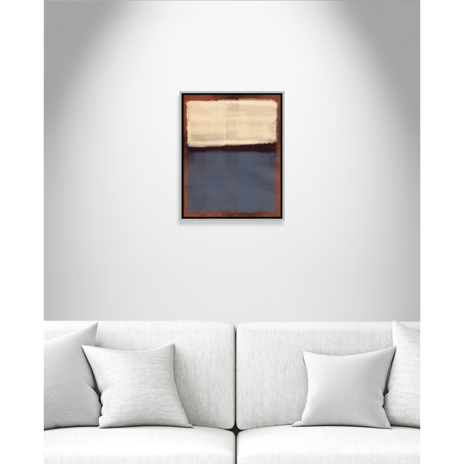 Alabaster Burst - Floater Frame Painting on Canvas, Silver Framed, 21.5" H x 17.5" W x 2" D