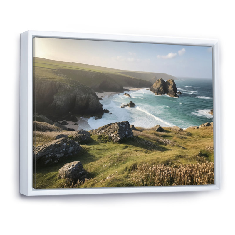 «Coastal Horizons II» sur toile, H 34 po x l 44 po x P 1,5 po, Cadre flottant blanc