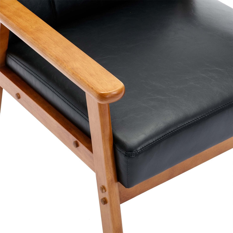 Chaise de loisirs Mid-Century moderne avec accoudoirs et pieds en bois massif, chaise d'appoint