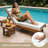 80in 2 Pcs Chaise Lounge Cushions Outdoor, Waterproof Furniture Cushions With Removable Cover, Beige/Blue-987435879