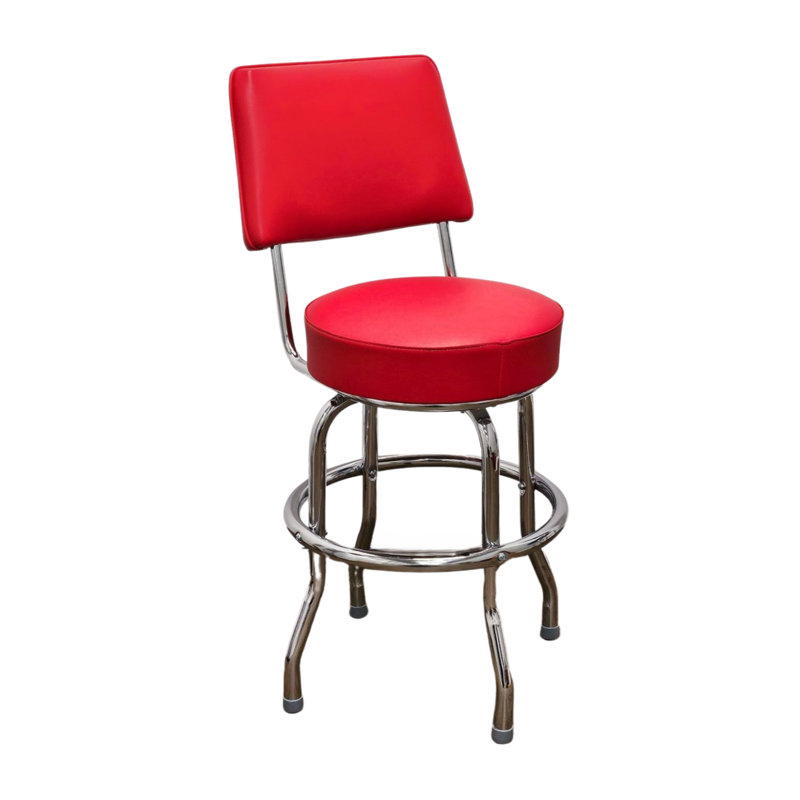 Tabouret de bar et de comptoir pivotant avec dossier Retro Home, Rouge, Tabouret de comptoir (assise de 24 po de hauteur)
