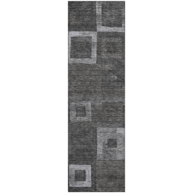 Premium Machine Washable Ducote AMF1142 Geometric Rug, Runner 2'3" x 7'6"