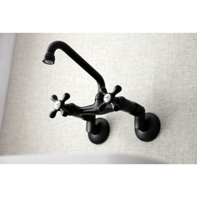 Kingston Brass Kingston Double-Handle 2-Hole Wall-Mount Bridge Kitchen Faucet