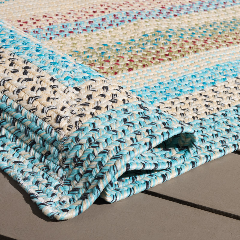 Braided 322 Area Indoor/Outdoor Area Rug In Beige / Light Blue, Rectangle 4' x 6'