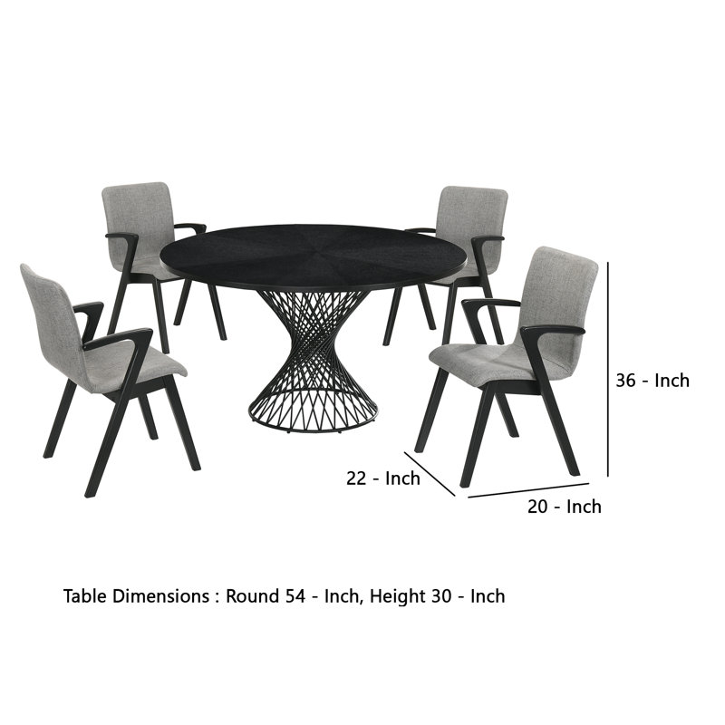 Schoonmaker 4 - Person Pedestal Dining Set, Black