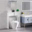 Au-dessus de la toilette, armoire de rangement autoportante avec tablettes réglables, support de toilette, économiseur d'espace, blanc