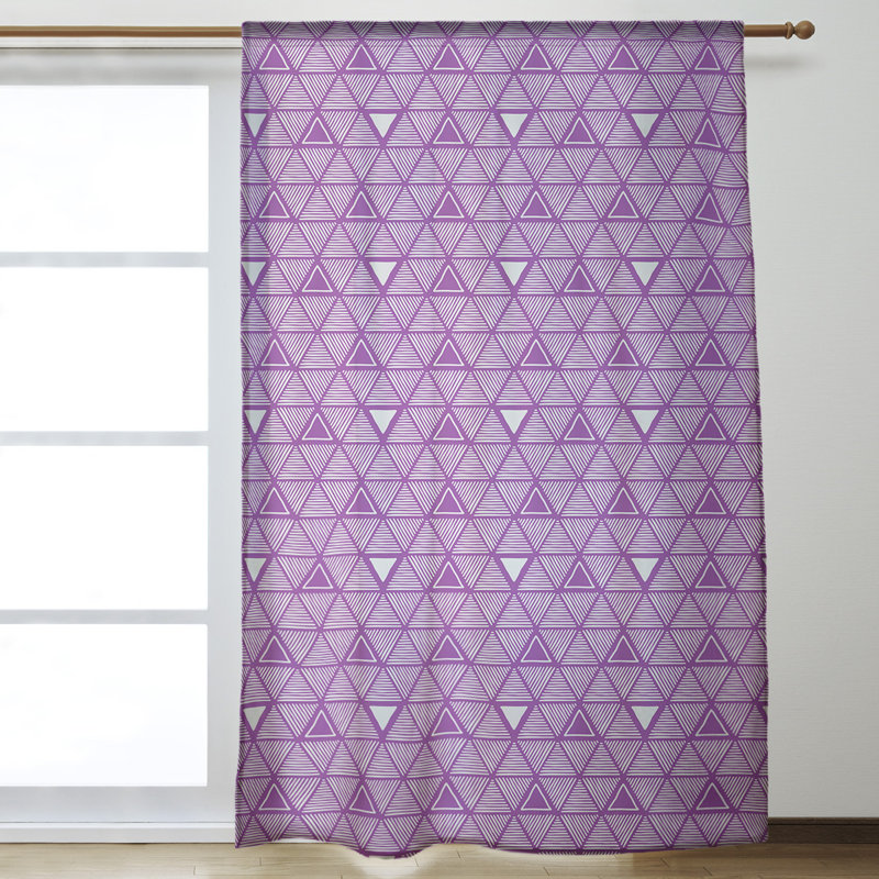 Jordao Room Darkening Curtain Single Panel, Violet/White