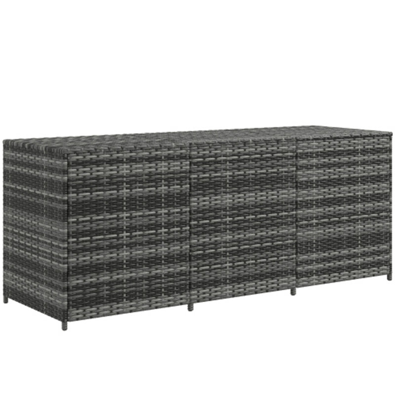 175-Gallon Mixed PE Rattan Deck Box with Pneumatic Lift & Inner Liner, Gray, 28.7" H x 70.9" W x 23.6" D