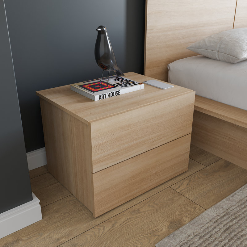 Table de chevet 2 tiroirs Antonnio, Beige