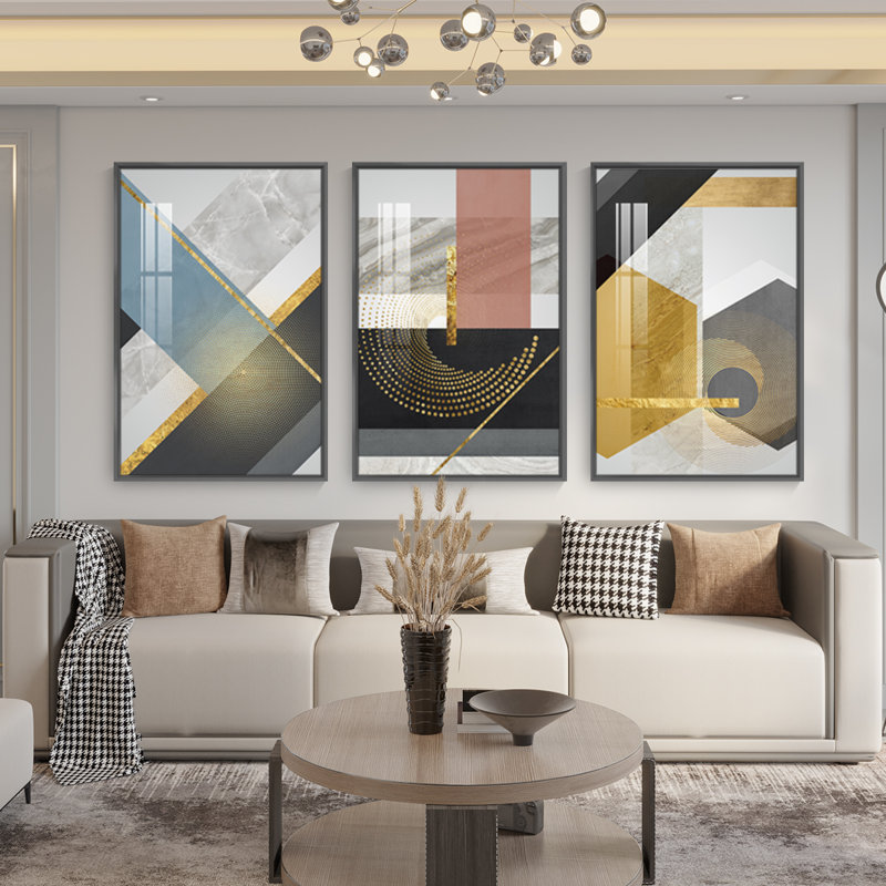 "Luxurious Aluminium", ensemble de 3 impressions encadrées sur toile, H 36,3 po x l 16,3 po x P 1,65 po, Noir