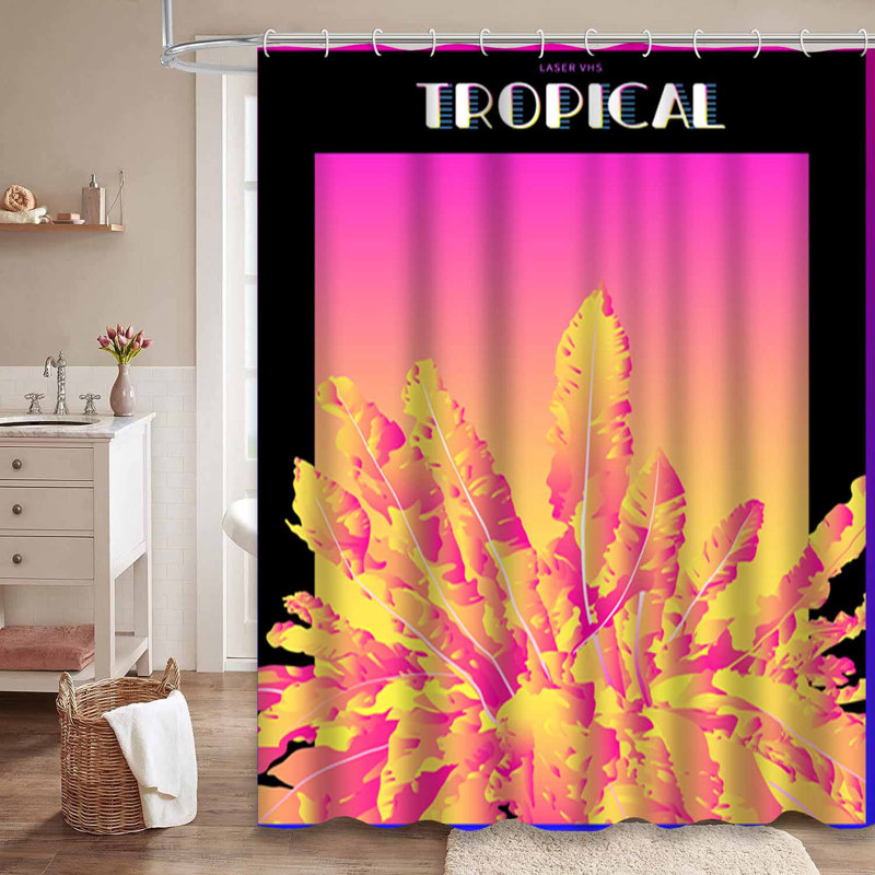 Rideau de douche Neon Tropics, L 72 po x l 78 po