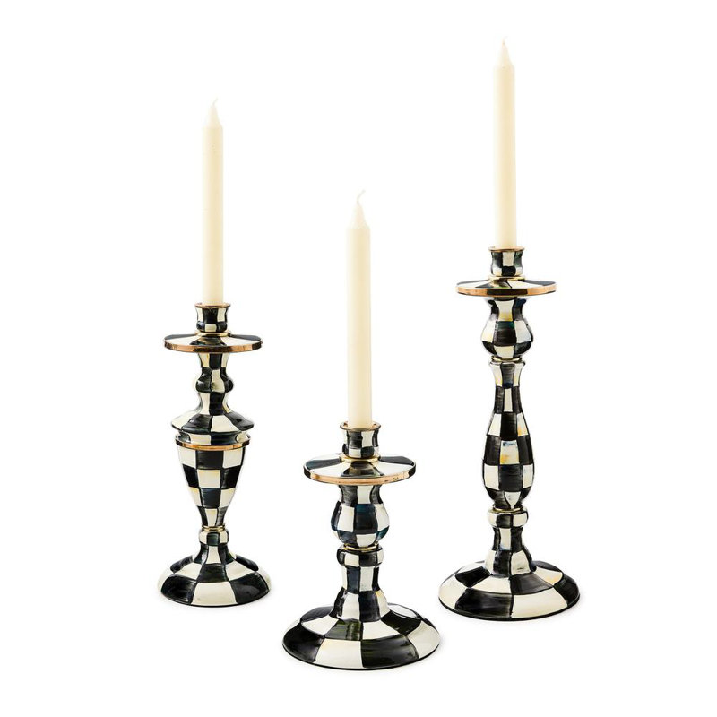 Courtly Check Small Enamel Candlestick