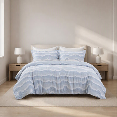 3-Piece Full/Queen Cotton Duvet Set,Blue