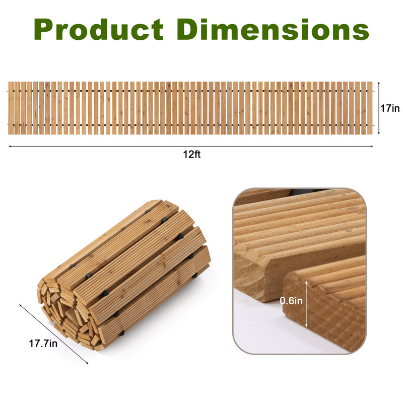 Allée de jardin en bois pour l'extérieur, H 0,60 po x l 144 po x P 17 po, Jaune