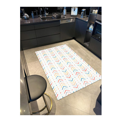 Multi Color Eccentric Geometric Decorative and Washable Area Rug