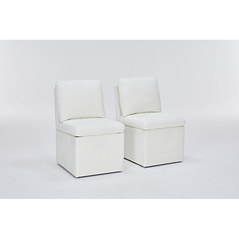 Ensemble de 2 chaises de salle à manger rembourrées, Ivory