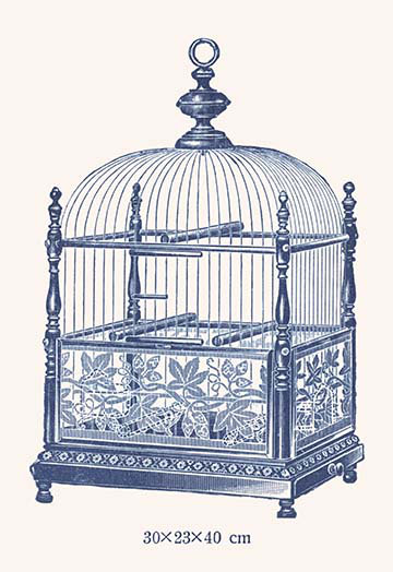 Cage à oiseaux ornée j, impression, H 66 po x l 44 po x P 1,5 po