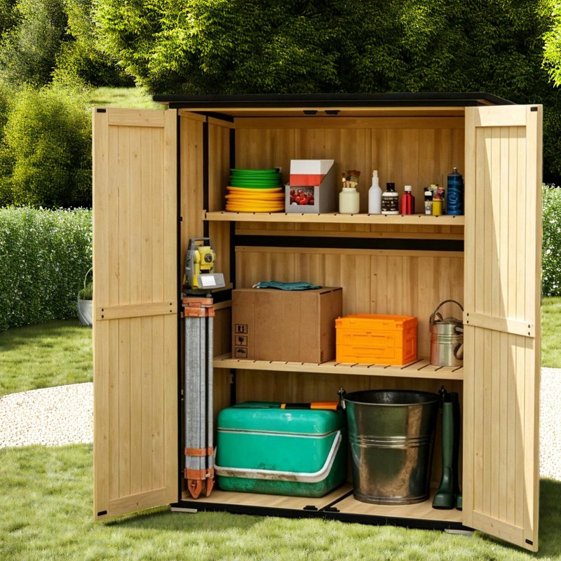 Remises de rangement réglables, patio de jardin rustique moderne en acier et bois