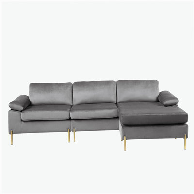 Shannon Velvet Sectional Sofa with Chaise