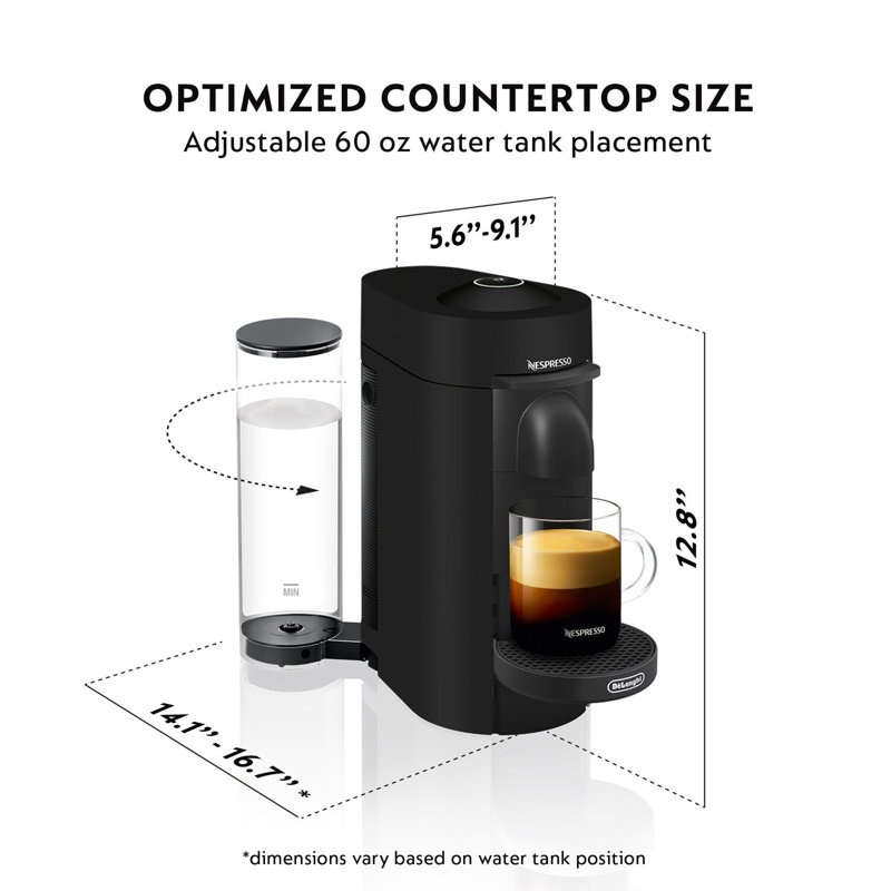 Nespresso VertuoPlus Deluxe Coffee and Espresso Machine by De'Longhi, Limited Edition Matte Black
