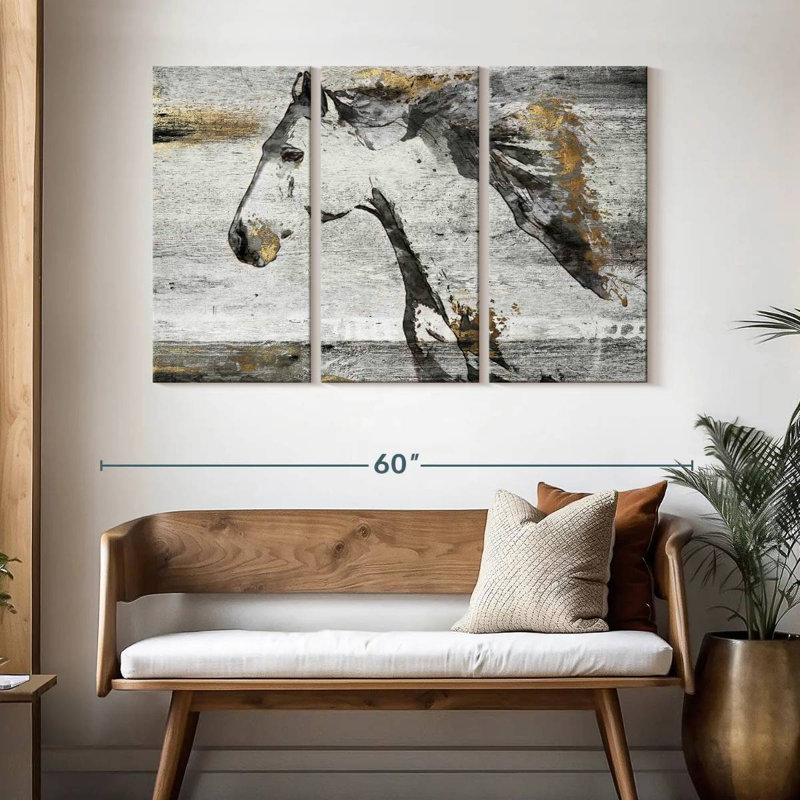 Cheval qui court, H 32 po x l 50 po