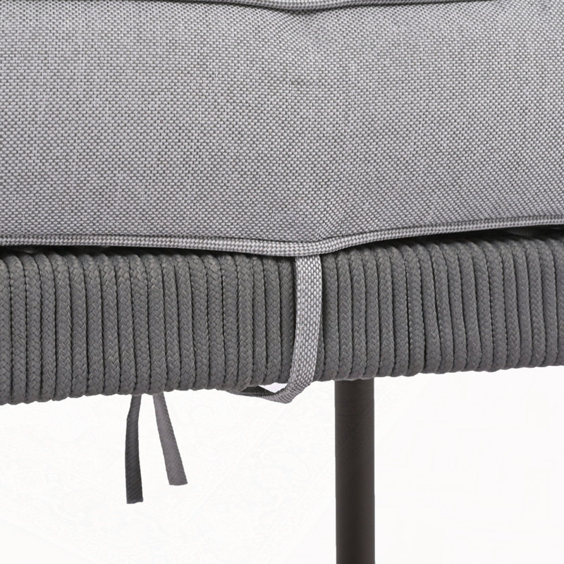 Ensemble de canapé modulaire d'extérieur avec table en bois d'acacia et glacière, Coussin gris / cadre gris