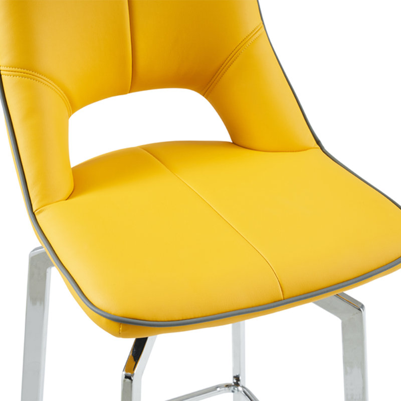 Bacarri Swivel Upholstered Counter Stool with Metal Frame, yellow