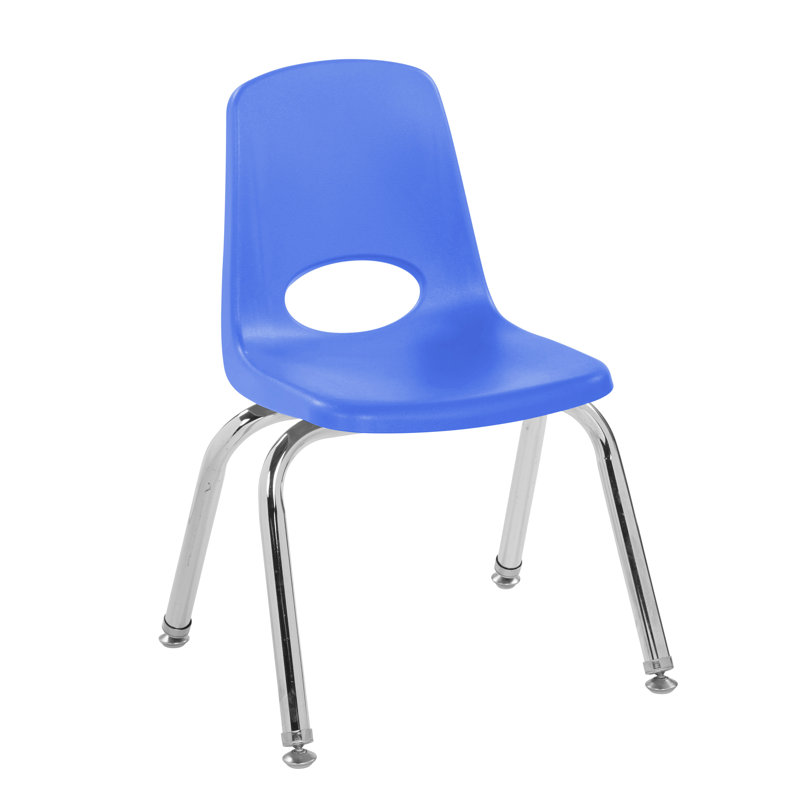 Chaise de classe empilable, Bleu, 14", Coulisses à billes