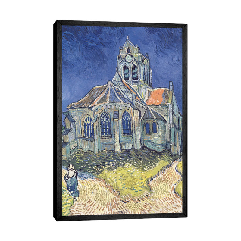 The Church At Auvers-sur-Oise, 1890 by Vincent Van Gogh - Painting on Canvas, 152.5 cm H x 101.5 cm W, Black Framed