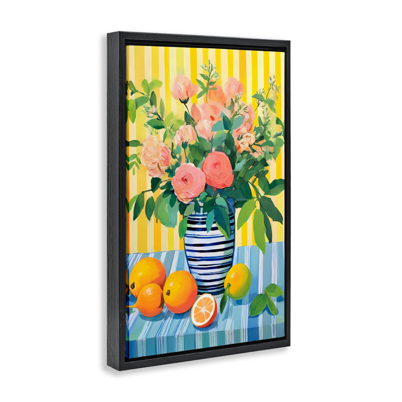 Cadre flottant à motif floral d'agrumes, design by Creative Studio, Cadre flottant noir de jais, H 25 po x l 17 po