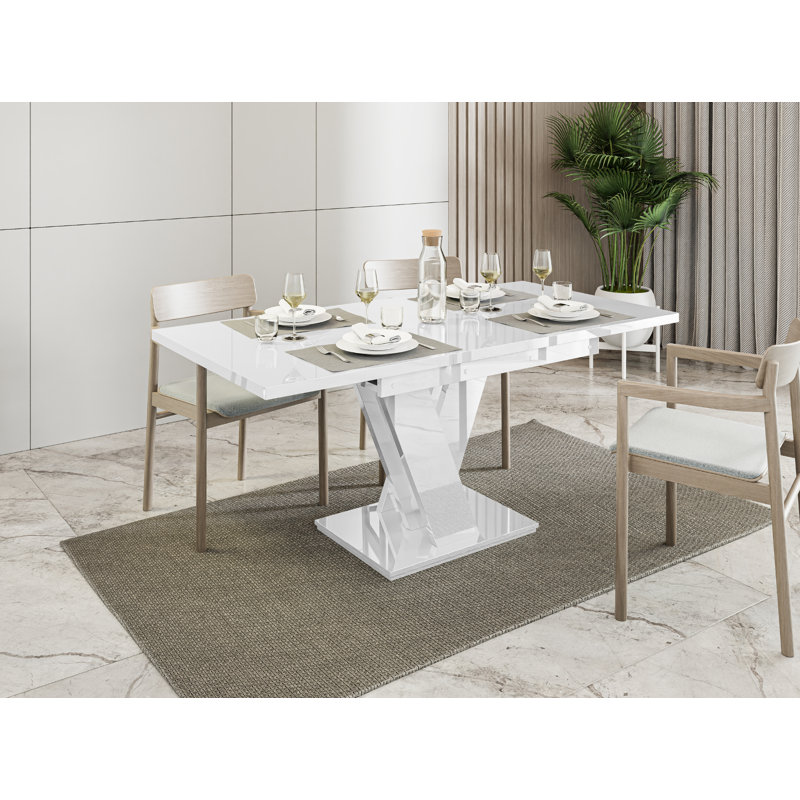 160 cm Extendable Dining Table, White High Gloss