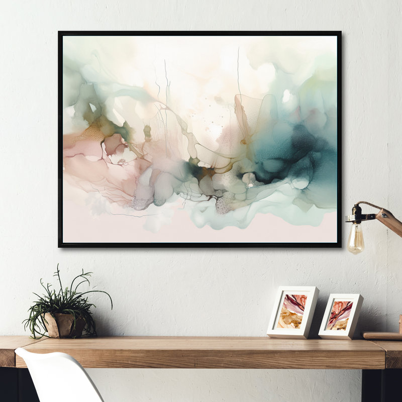 " Vibrant Paint Eruption I ", 12" H x 20" W x 1" D, Black Floater Framed Canvas