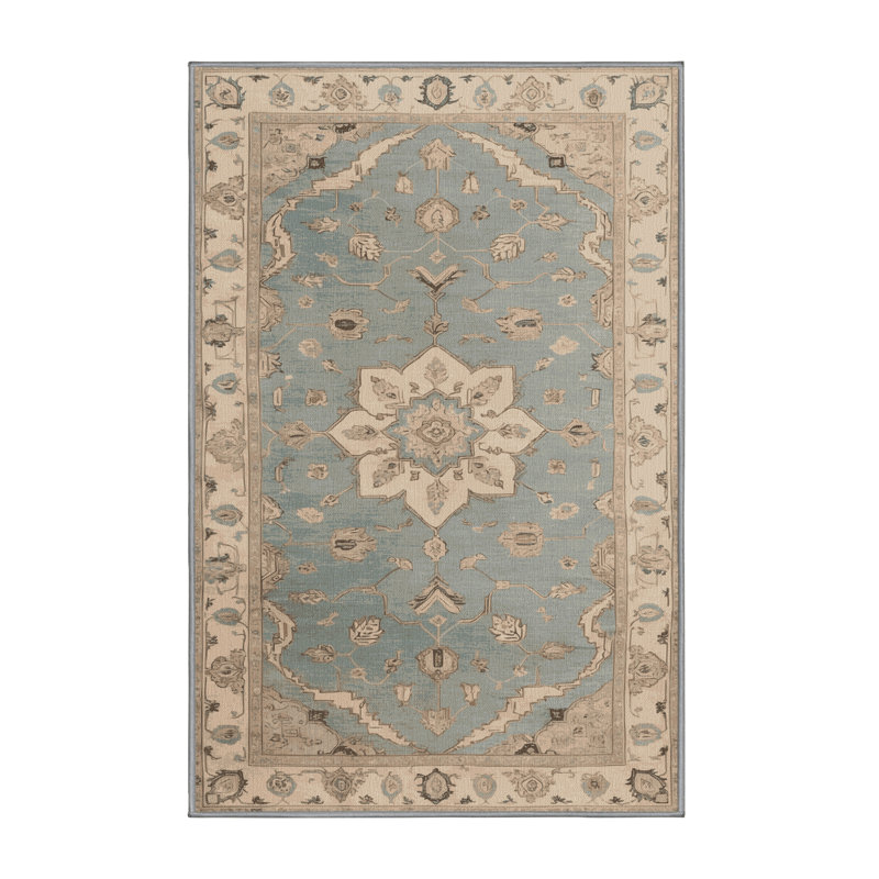 Tapis gris Tabriz lavable à la machine, Rectangulaire 7 pi x 10 pi