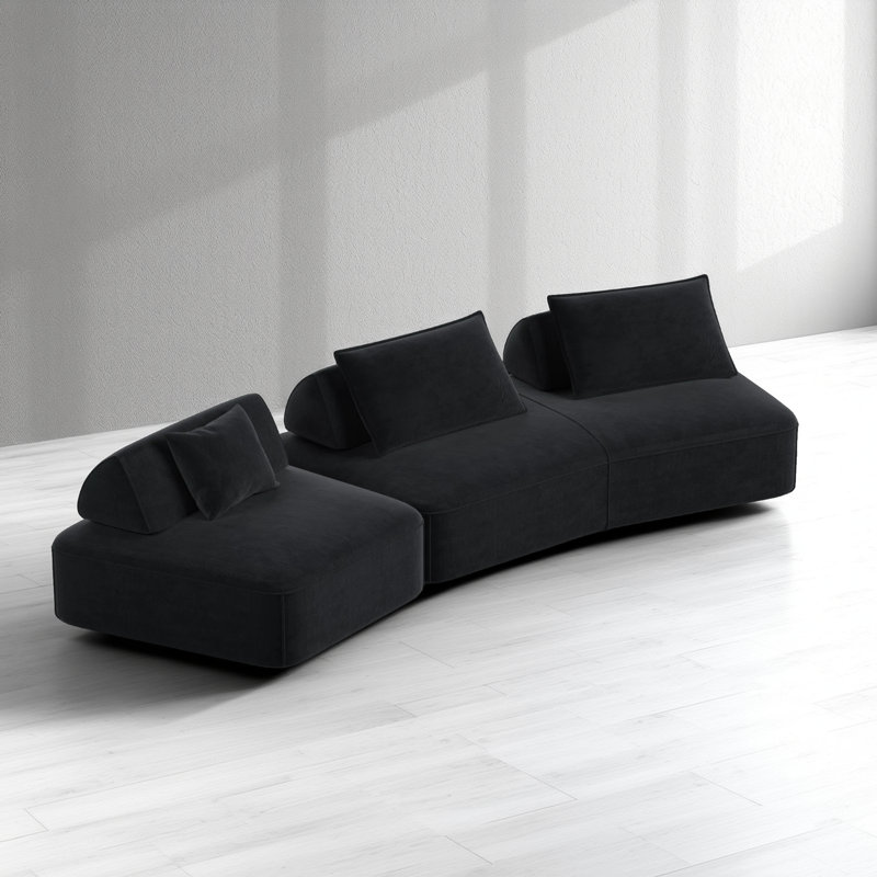 Ensemble de canapé modulaire en chenille moelleux gris foncé (139 pouces), design moderne et luxueux recouvert de bricolage léger avec dossier amovible et coussins moelleux, siège profond pour une bonne assise