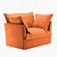 Fauteuil à revêtement antidérapant avec 1 grand coussin de dossier et 2 grands coussins décoratifs, canapé-lit simple à siège profond confortable, plusieurs grands coussins moelleux, tissu chenille, orange-1078441679