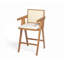 Tabouret de bar à dossier en plastique tissé crème de 27 po de hauteur - siège en tissu rembourré de mousse et durable-353808650