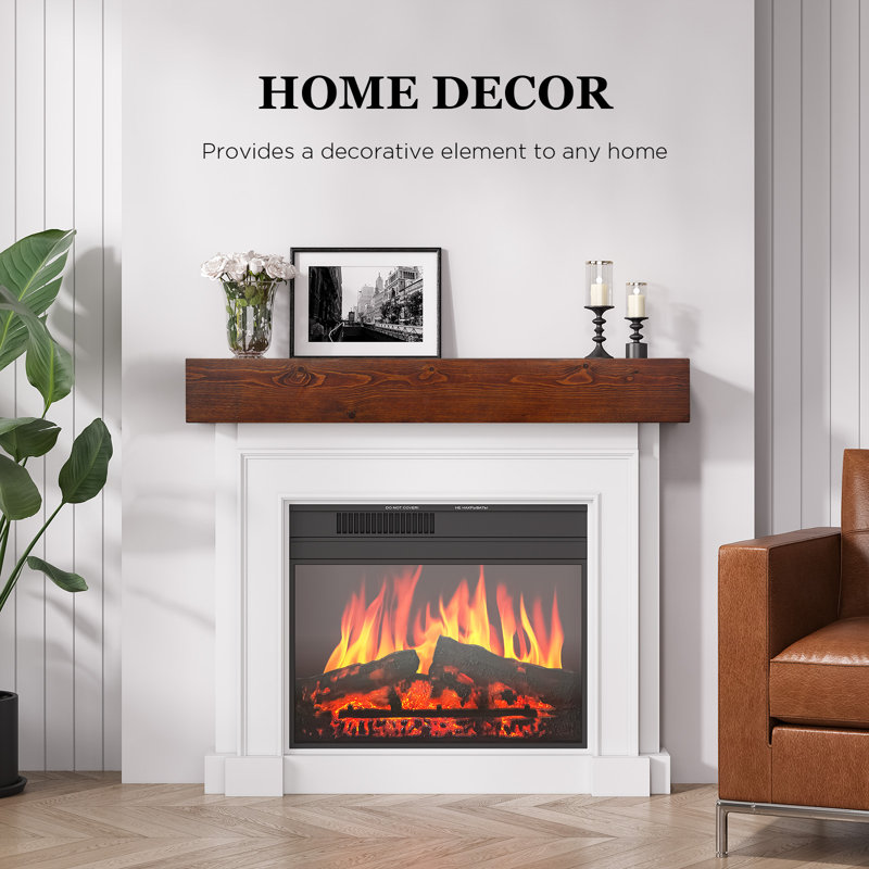 Haynor Solid Wood Fireplace Mantel Floating Shelf, 84", 9", Antique Cherry